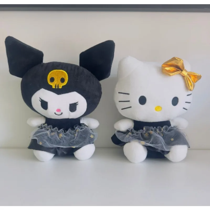 22cm Anime Sanrio Kuromi Plush Toys Kawaii Gold Black Cat Stuffed Dolls Soft - Image 9