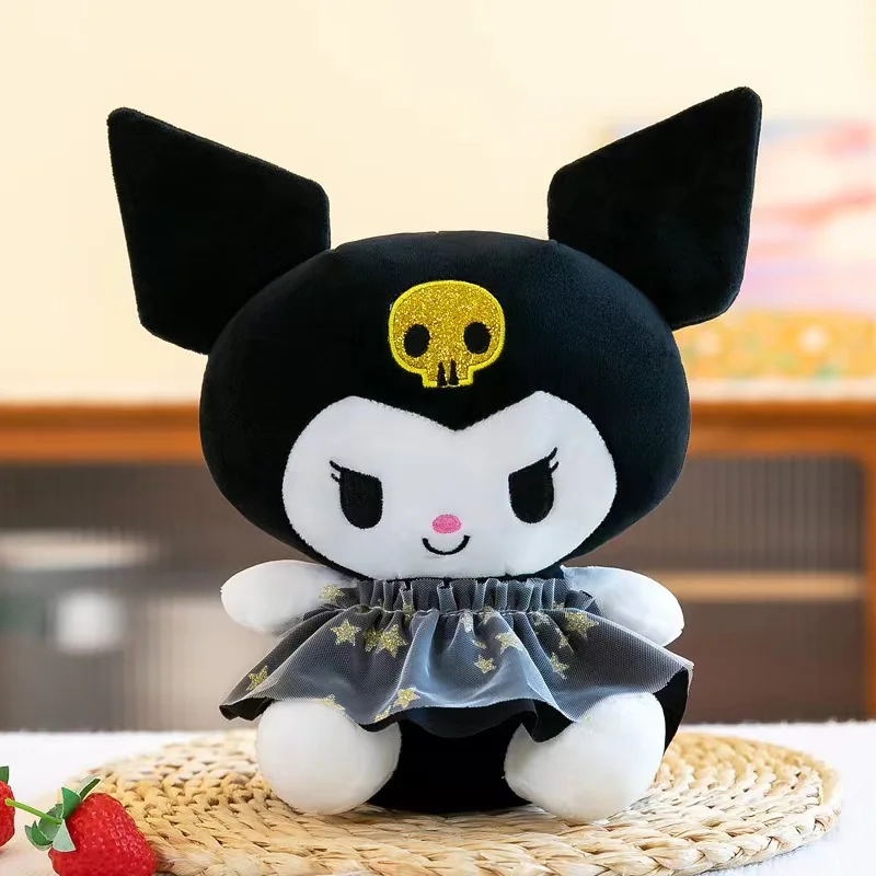 22cm Anime Sanrio Kuromi Plush Toys Kawaii Gold Black Cat Stuffed Dolls Soft - Image 3