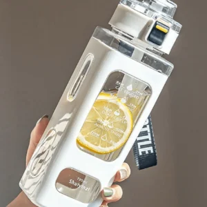 1 piece white 700ml sports water bottle, portable sippy cup