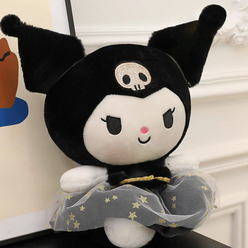 22cm Anime Sanrio Kuromi Plush Toys Kawaii Gold Black Cat Stuffed Dolls Soft - Image 4