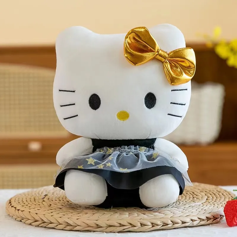 22cm Anime Sanrio Kuromi Plush Toys Kawaii Gold Black Cat Stuffed Dolls Soft