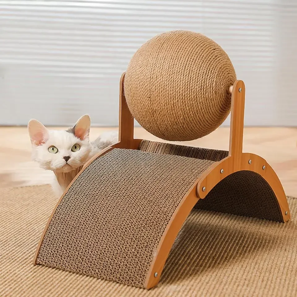 2-in-1 Cat Scratcher – Sisal Ball & Wooden Base, Durable Paw-Grinding Toy - Image 9