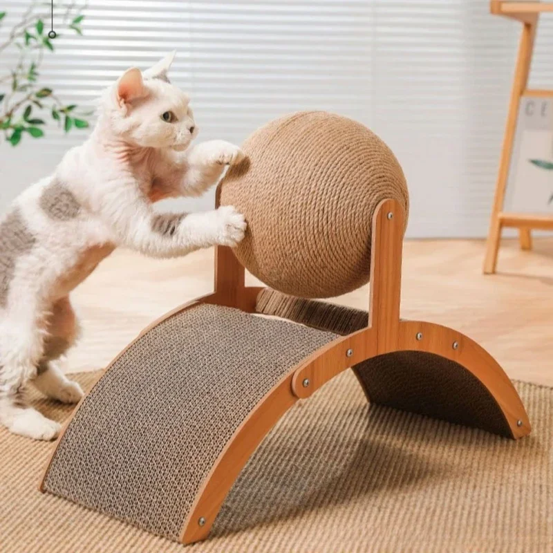 2-in-1 Cat Scratcher – Sisal Ball & Wooden Base, Durable Paw-Grinding Toy - Image 2