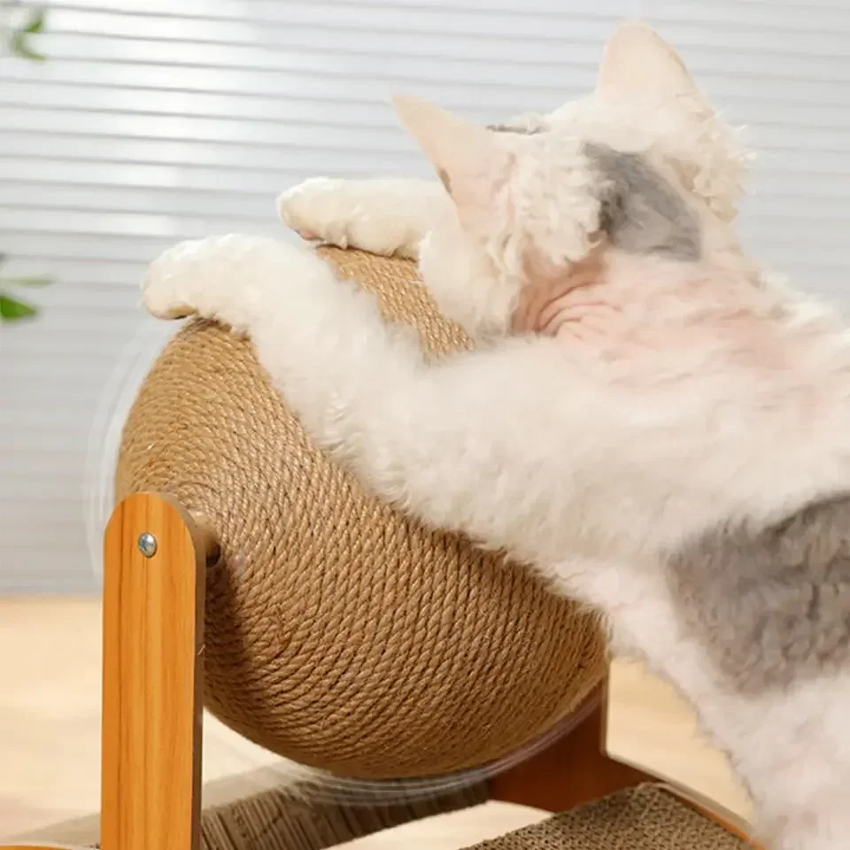 2-in-1 Cat Scratcher – Sisal Ball & Wooden Base, Durable Paw-Grinding Toy - Image 5