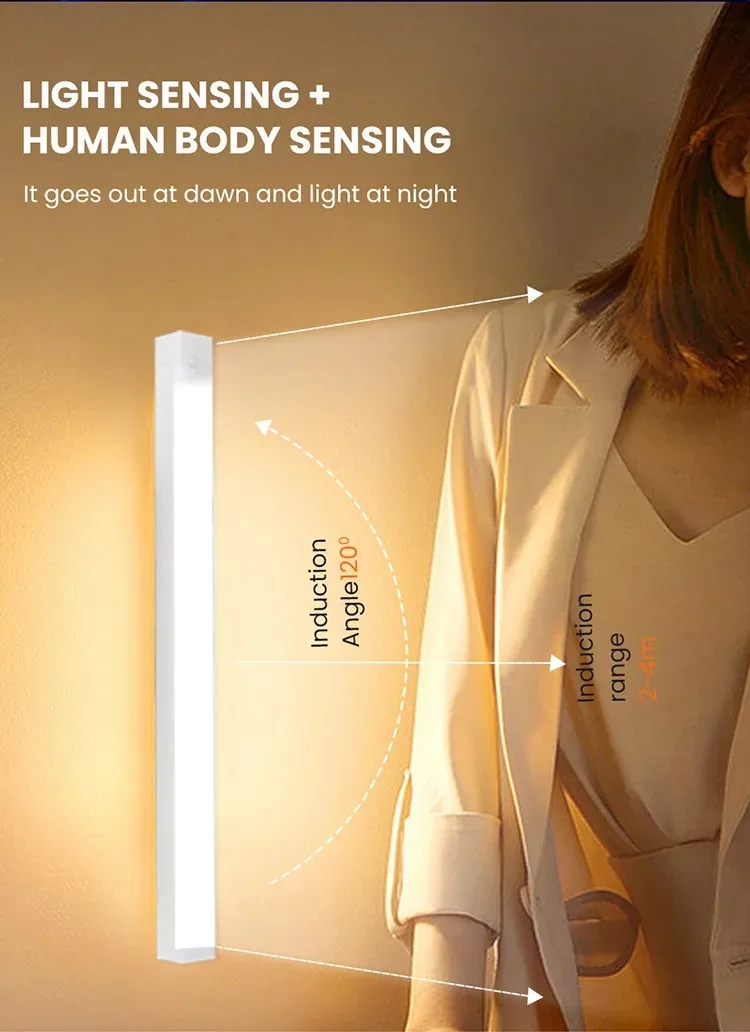 Wireless LED Motion Sensor Night Light – Rechargeable Type-C, Ultra-Slim, Dimmable Cabinet & Stair Lighting - Image 22