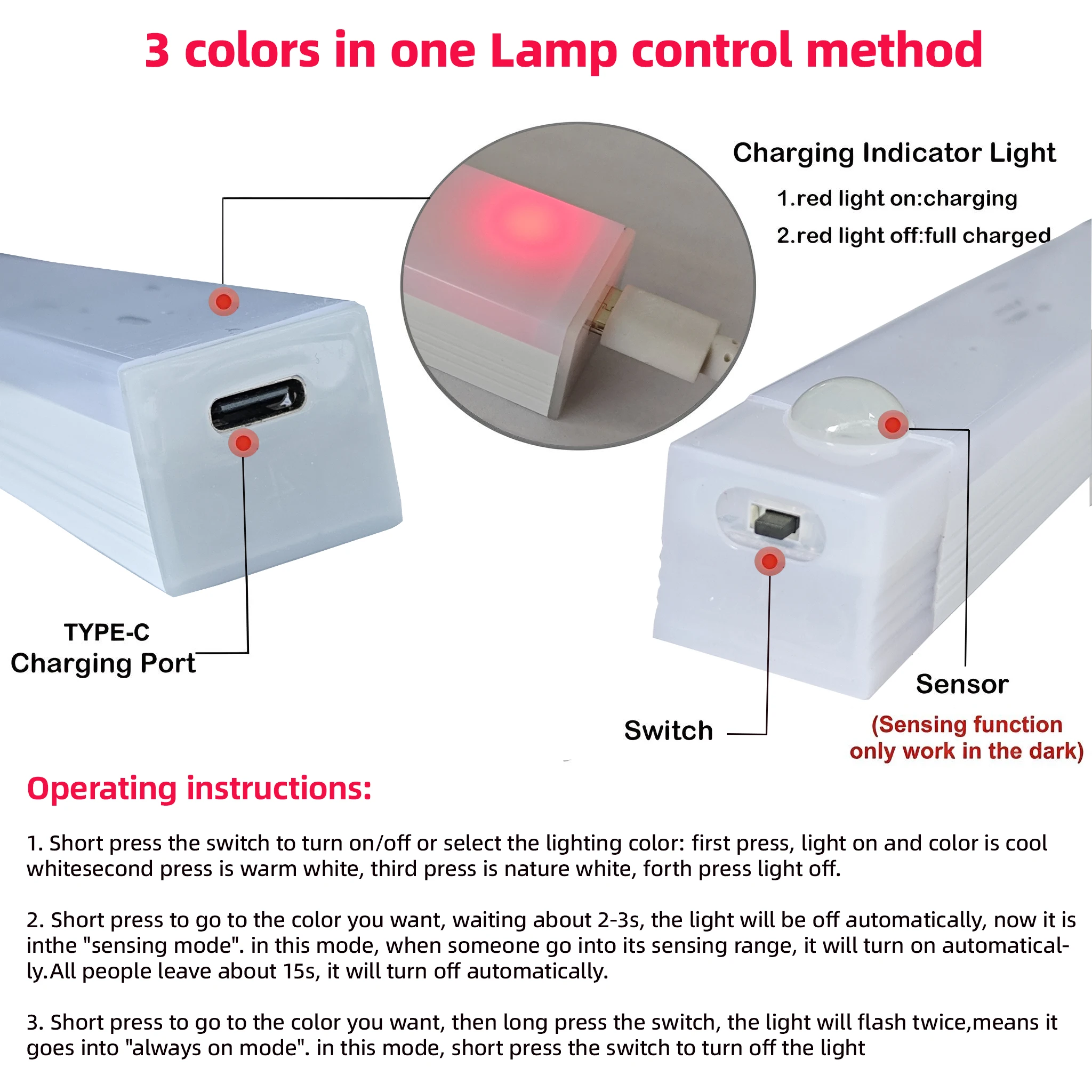 Wireless LED Motion Sensor Night Light – Rechargeable Type-C, Ultra-Slim, Dimmable Cabinet & Stair Lighting - Image 18