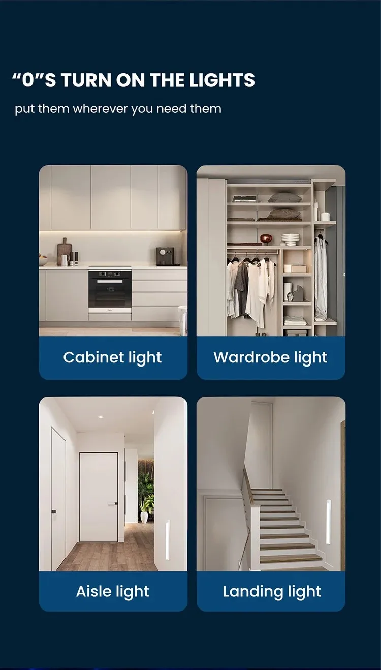 Wireless LED Motion Sensor Night Light – Rechargeable Type-C, Ultra-Slim, Dimmable Cabinet & Stair Lighting - Image 20