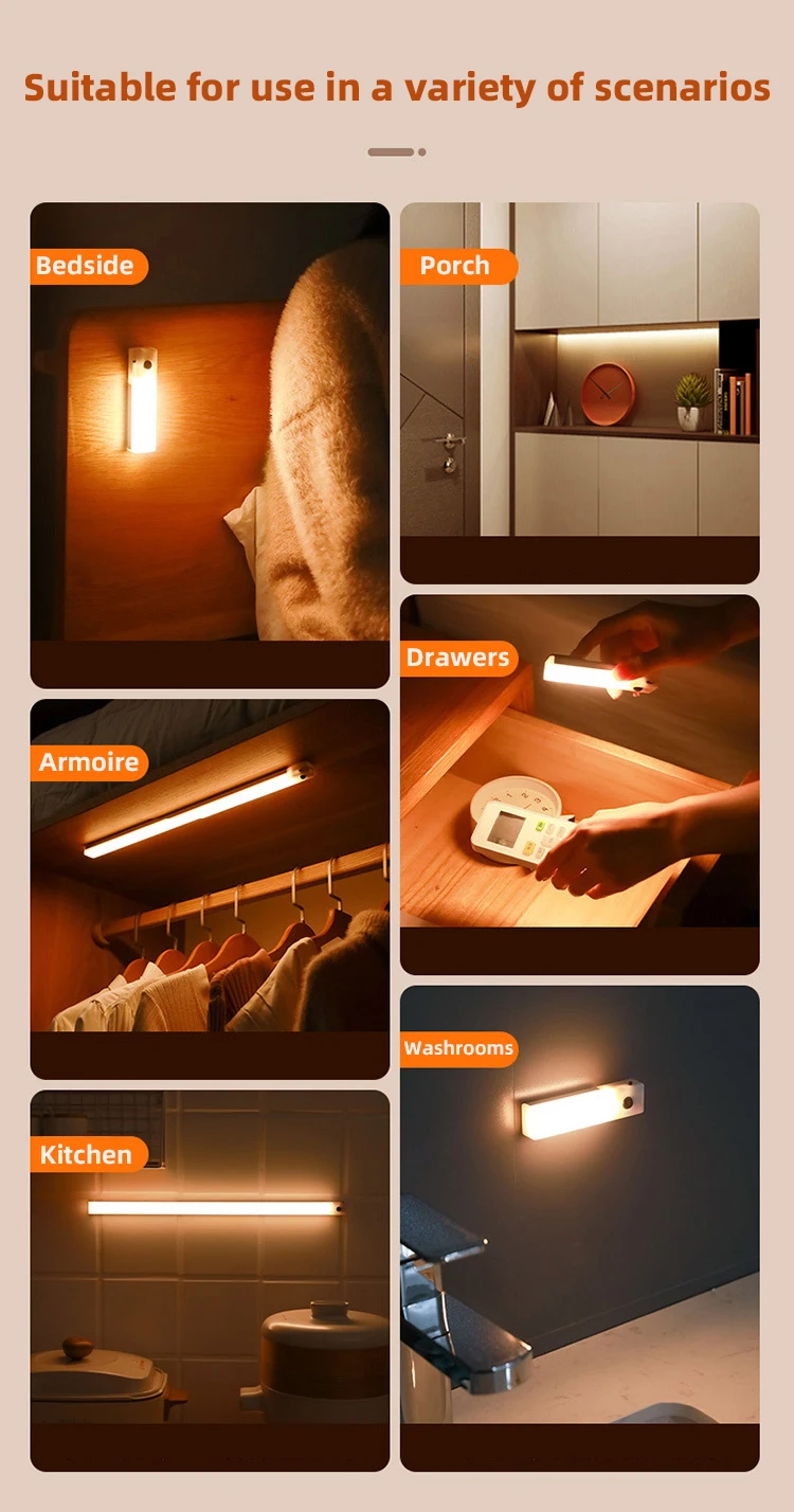 Wireless LED Motion Sensor Night Light – Rechargeable Type-C, Ultra-Slim, Dimmable Cabinet & Stair Lighting - Image 21